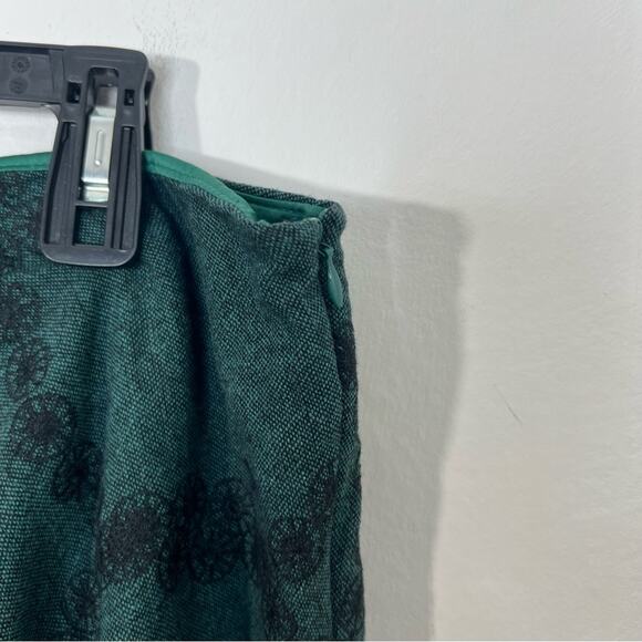 Boden Libby Green Black Circle Wool Blend A Line Skirt Size 14 Long - Picture 3 of 13